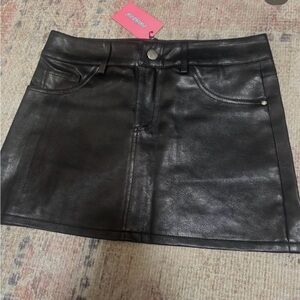 Edikted Shiny Black Mini Skirt